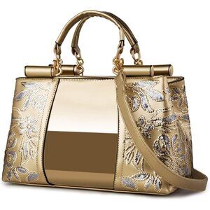 Women's Gold PU Leather Designer Suitable Casual High Quality Shoulder Bag